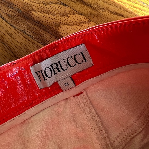 Fiorucci Yves Cigarette Straight Leg Vinyl Pant in Orange Red 23 - Picture 5 of 14